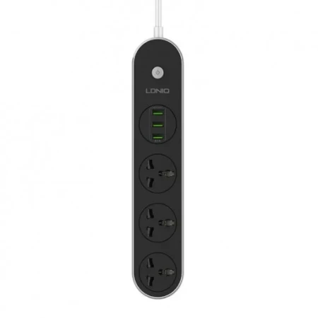 Prelungitor cu 3 prize LDNIO SC3301, 3 x USB, lungime 1.6 m