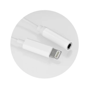 Adaptor Audio cu conector tip Lightning (pentru Iphone) la Jack 3.5 mm, Alb, Bulk