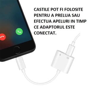 Adaptor Lightning iPhone 2 in 1 Casti si Incarcator