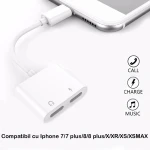 Adaptor Lightning iPhone 2 in 1 Casti si Incarcator