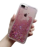 Husa de telefon The Phone Closet cu apa si sclipici, lichid si glitter, pentru iPhone 7 / 8, Rose Pink