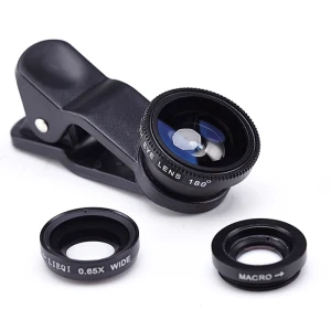 Kit Lentile Foto 3-in-1 Fisheye EDMAN, Wide Angle si Macro pentru telefon/tableta, Negru1064