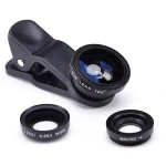 Kit Lentile Foto 3-in-1 Fisheye EDMAN, Wide Angle si Macro pentru telefon/tableta, Negru1064