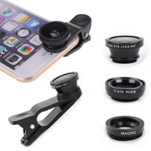 Kit Lentile Foto 3-in-1 Fisheye EDMAN, Wide Angle si Macro pentru telefon/tableta, Negru1064