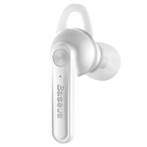 Baseus casca in-ear Bluetooth cu statie in carcare USB, Alba