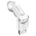 Baseus casca in-ear Bluetooth cu statie in carcare USB, Alba