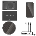 Kit incarcator auto - Nillkin Fancy Gift Set - Cablu de date 3 in 1, Incarcator wireless, Husa tempered glass pentru iPhone X, Culoare Negru