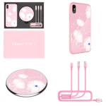 Kit incarcator auto - Nillkin Fancy Gift Set - Cablu de date 3 in 1, Incarcator wireless, Husa tempered glass pentru iPhone X, Culoare Roz