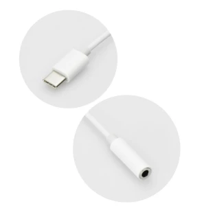 Adaptor audio USB Tip C la Jack 3.5mm, Alb