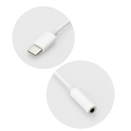 Adaptor audio USB Tip C la Jack 3.5mm, Alb