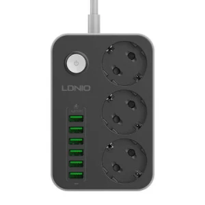 Prelungitor cu 3 prize AC, 6x USB, LDNIO SE3631, 1,6 m (negru)
