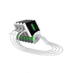 Incarcator priza LDNIO A6702, 6 x USB, White/Green