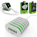 Incarcator priza LDNIO A6702, 6 x USB, White/Green