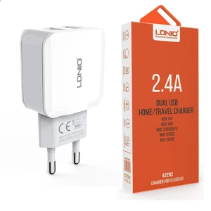 Incarcator retea 220V Ldnio 2xUSB, 5V, 2.4A, alb
