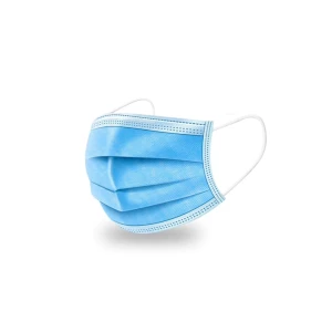 Set 50 masti de protectie faciala de unica folosinta, 3 straturi, 3 pliuri, material netesut albastru