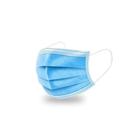 Set 50 masti de protectie faciala de unica folosinta, 3 straturi, 3 pliuri, material netesut albastru