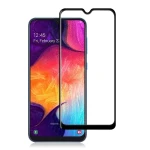 Husa compatibila cu Samsung Galaxy A50, din silicon, super slim, negru si folie protectie sticla Full Cover, Joyshell