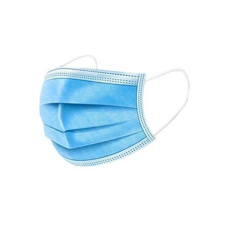Set 50 masti de protectie de unica folosinta, 3 straturi, Albastru, Polipropilena
