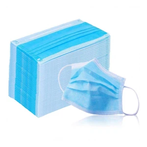 Set 50 bucati Masti de protectie unica folosinta, 3 straturi, Polipropilena, Albastru