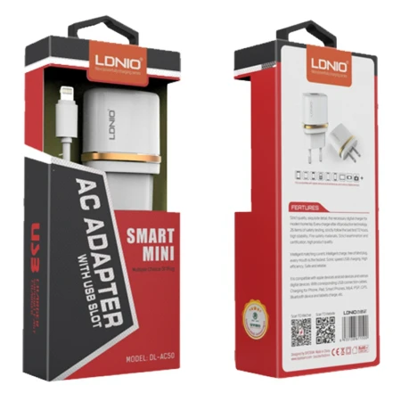 Incarcator retea cu cablu iPhone 5/5S Ldnio, alb