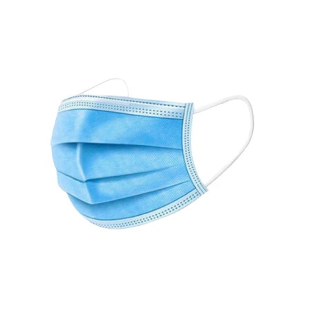 Set 50 bucati masti protectie faciala de unica folosinta, 3 straturi, 3 pliuri, albastru
