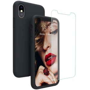 SET Husa iPhone X / XS, X-Level, Ultra Thin, Ultra Soft, Negru Mat + Folie Joyshell