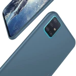 Set Husa Soft Silicone Compatibil cu Samsung Galaxy A51, din silicon flexibil si ultra subtire, Gray Blue + Folie din sticla securizata Compatibil cu Samsung Galaxy A51