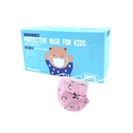 Set 50x Masti Copii, de Unica Folosinta, 3 pliuri, 3 straturi, cu Clema fixare nas, model Roz