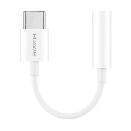 Adaptor audio Huawei, conector USB Type-C la Jack 3.5mm mama, CM20, 8 cm lungime, Alb