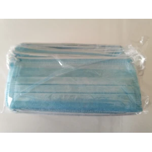 Set 50 bucati Masti faciale de protectie de unica folosinta, Polipropilena, 3 straturi, 3 pliuri, albastre, nesterile