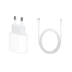 Set pentru Iphone 12, incarcator de 18w Fast Charge si cablu de date/incarcare USB-C cu Lightning Apple, in ambalaj original