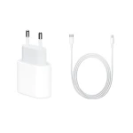 Set pentru Iphone 12, incarcator de 18w Fast Charge si cablu de date/incarcare USB-C cu Lightning Apple, in ambalaj original