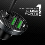 Incarcator auto LDNIO C502 cu cablu extensibil si 4 porturi USB 5.1A, negru