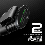 Incarcator auto LDNIO C502 cu cablu extensibil si 4 porturi USB 5.1A, negru