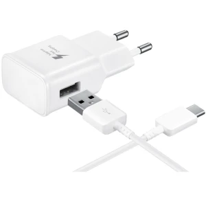 Set Incarcator retea compatibil Samsung Fast 9V/1.67 A or 5V/2A +cablu date Type-C, White