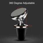 Suport auto telefon se misca 360 grade magnetic universal ,pentru grila ventilatie aerisire, culoare Argintiu