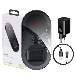 Incarcator Baseus, Simple Turbo, 2in1, Wireless, 24W, Negru