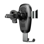 Suport de telefon 2in1, Baseus, Incarcare Wireless, Fixare in grila, Ventilatie, Negru