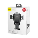 Suport de telefon 2in1, Baseus, Incarcare Wireless, Fixare in grila, Ventilatie, Negru