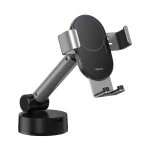 Suport auto, Baseus Simplism SUYL-JY0S, Gravitational, Prindere cu ventuza pe bord sau geam, Negru/Gri, Universal, Diagonale suportate 4,6-6,5 ″