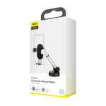 Suport auto, Baseus Simplism SUYL-JY0S, Gravitational, Prindere cu ventuza pe bord sau geam, Negru/Gri, Universal, Diagonale suportate 4,6-6,5 ″