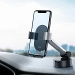 Suport auto, Baseus Simplism SUYL-JY0S, Gravitational, Prindere cu ventuza pe bord sau geam, Negru/Gri, Universal, Diagonale suportate 4,6-6,5 ″