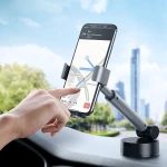Suport auto, Baseus Simplism SUYL-JY0S, Gravitational, Prindere cu ventuza pe bord sau geam, Negru/Gri, Universal, Diagonale suportate 4,6-6,5 ″