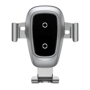 Suport auto Baseus Wireless Fast Charger Gravity Metal cu incarcare wireless Qi, argintiu