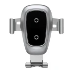 Suport auto Baseus Wireless Fast Charger Gravity Metal cu incarcare wireless Qi, argintiu
