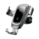 Suport auto Baseus Wireless Fast Charger Gravity Metal cu incarcare wireless Qi, argintiu