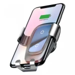 Suport auto Baseus Wireless Fast Charger Gravity Metal cu incarcare wireless Qi, argintiu