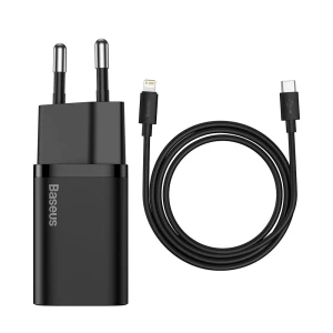 Incarcator universal Baseus Super Si 1C fast charger USB Type C 20 W / USB Type C / Lightning 1 m black
