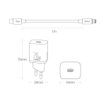 Incarcator universal Baseus Super Si 1C fast charger USB Type C 20 W / USB Type C / Lightning 1 m black