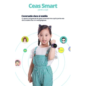 Ceas Smartwatch Copii cu GPS Prin Lbs si Functie Telefon, Localizare Camera Foto Frontala, Monitorizare Spion, Display Touchsreen Color, Lanterna, Buton SOS, Buton Apel si Sos, Verde